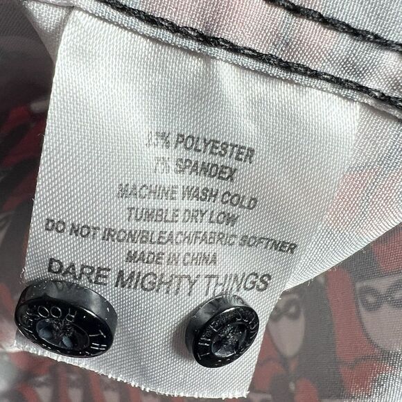 RSVLTS Harley Quinn 30 Mens XL Kunuflex Button Shirt Black Red Mosaic Mini Quinn - Picture 11 of 12